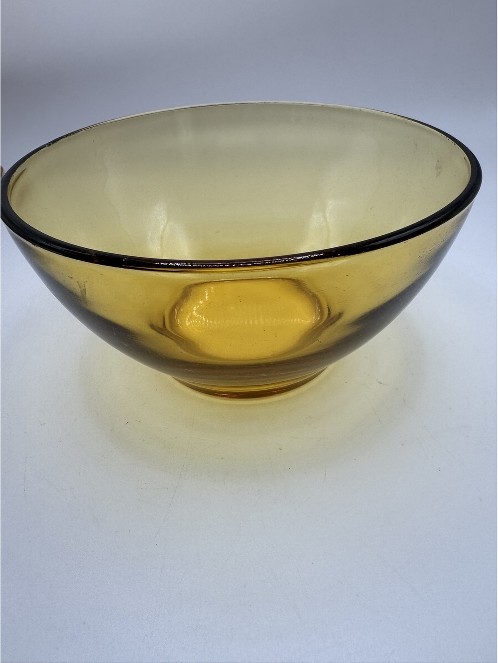 Vitrosax Bormioli Italy Amber Yellow Glass Bowl Rim 5 Inch MCM Vintage